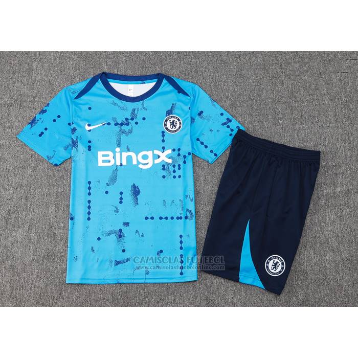 Fato de Treino Chelsea Manga Curta 2024-2025 Azul - Calcas Curta